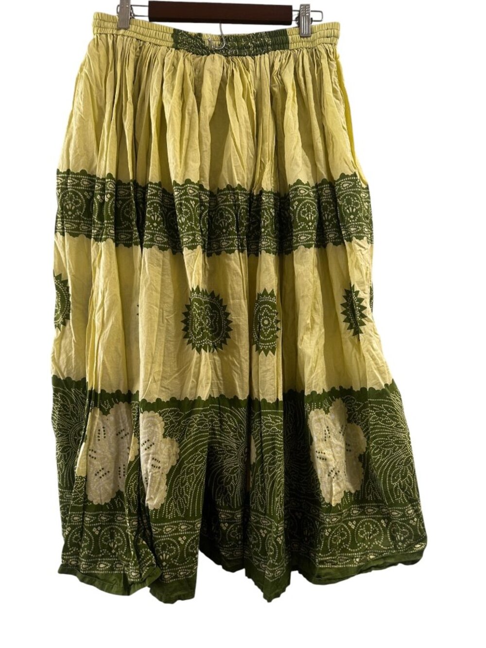 Veranesi Long Maxi Skirt & Top Set Large Green Pleated Flowy Floral Boho Gypsy - Picture 3 of 16